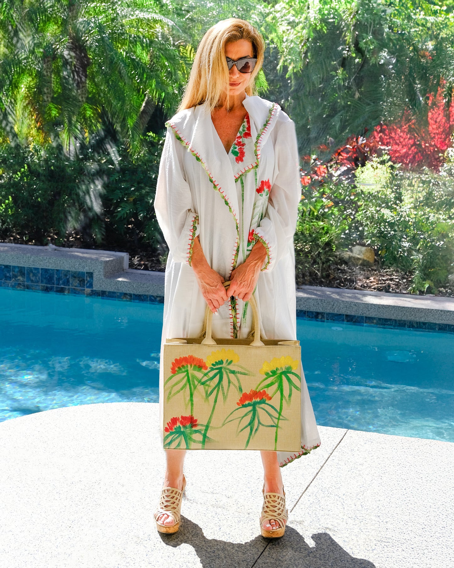 Fleur Abaya - White & Orange