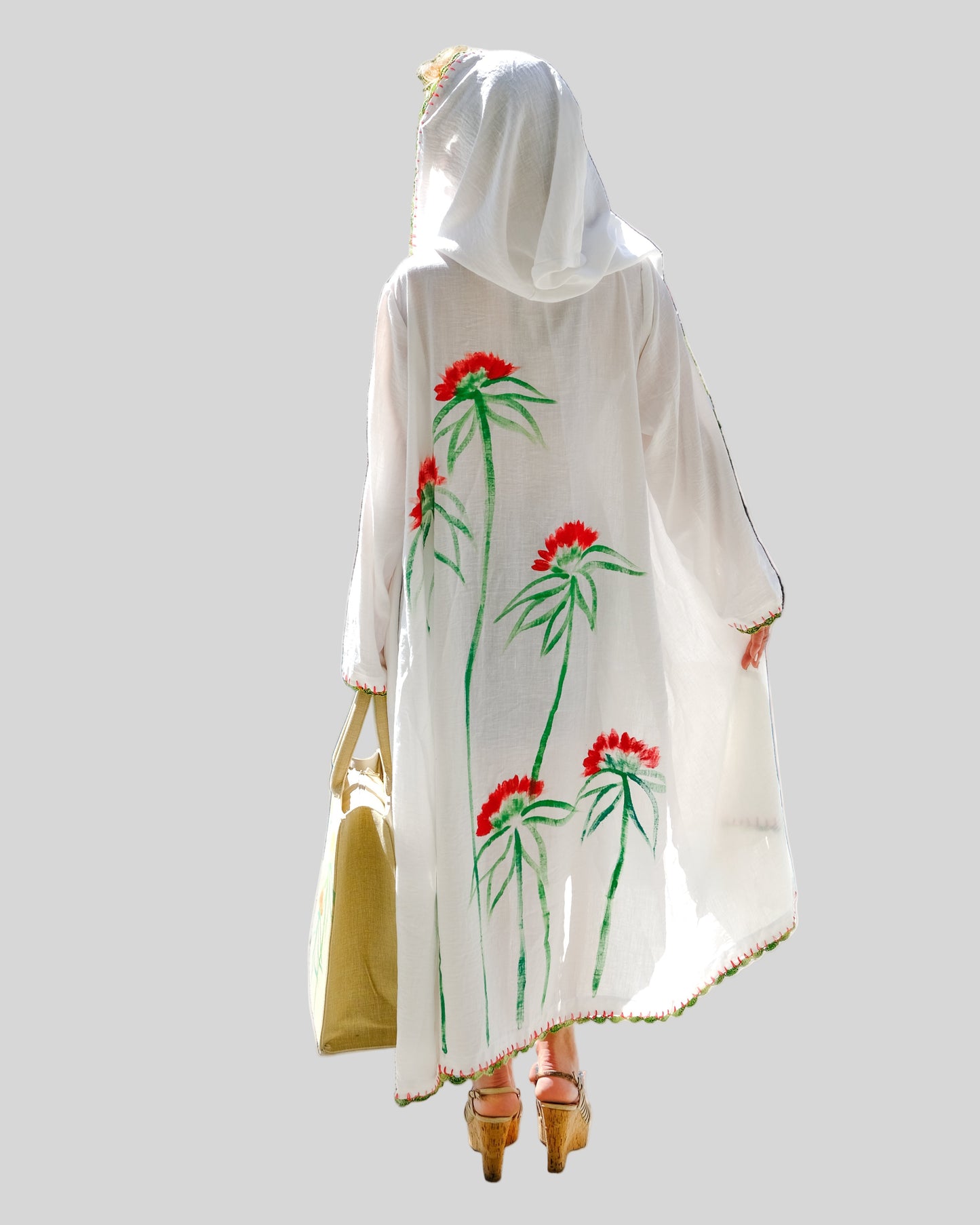 Fleur Abaya - White & Orange