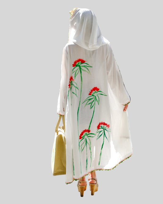 Fleur Abaya - White & Orange