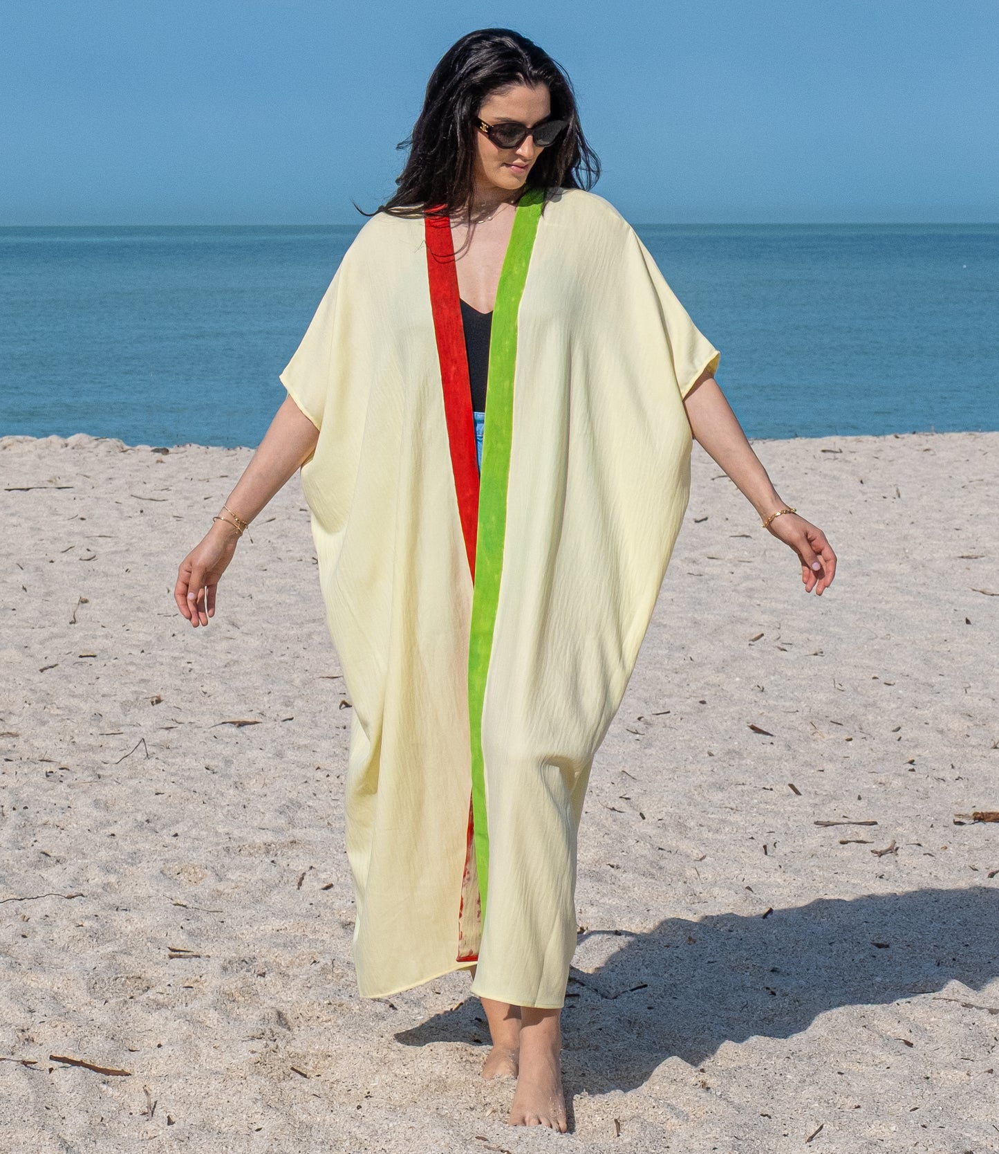 Hera Abaya - Yellow & Red