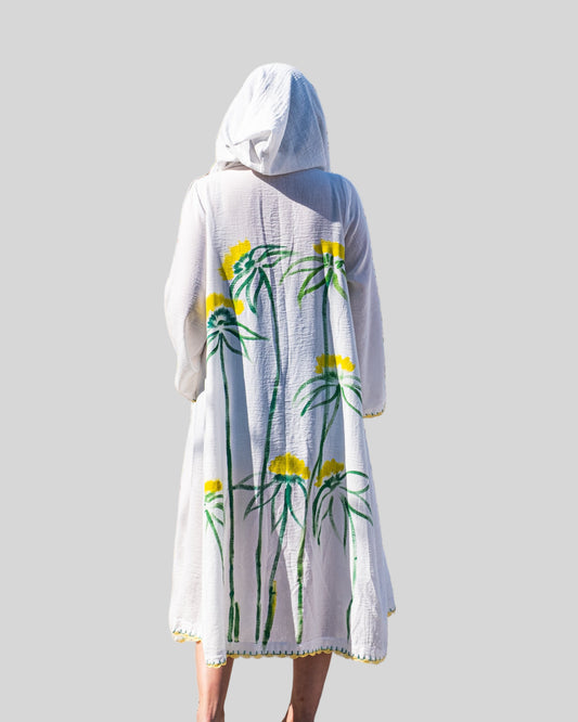 Fleur Abaya - White & Yellow