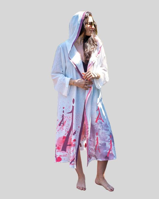 Abaya Signature Kimono - Cream & Pink