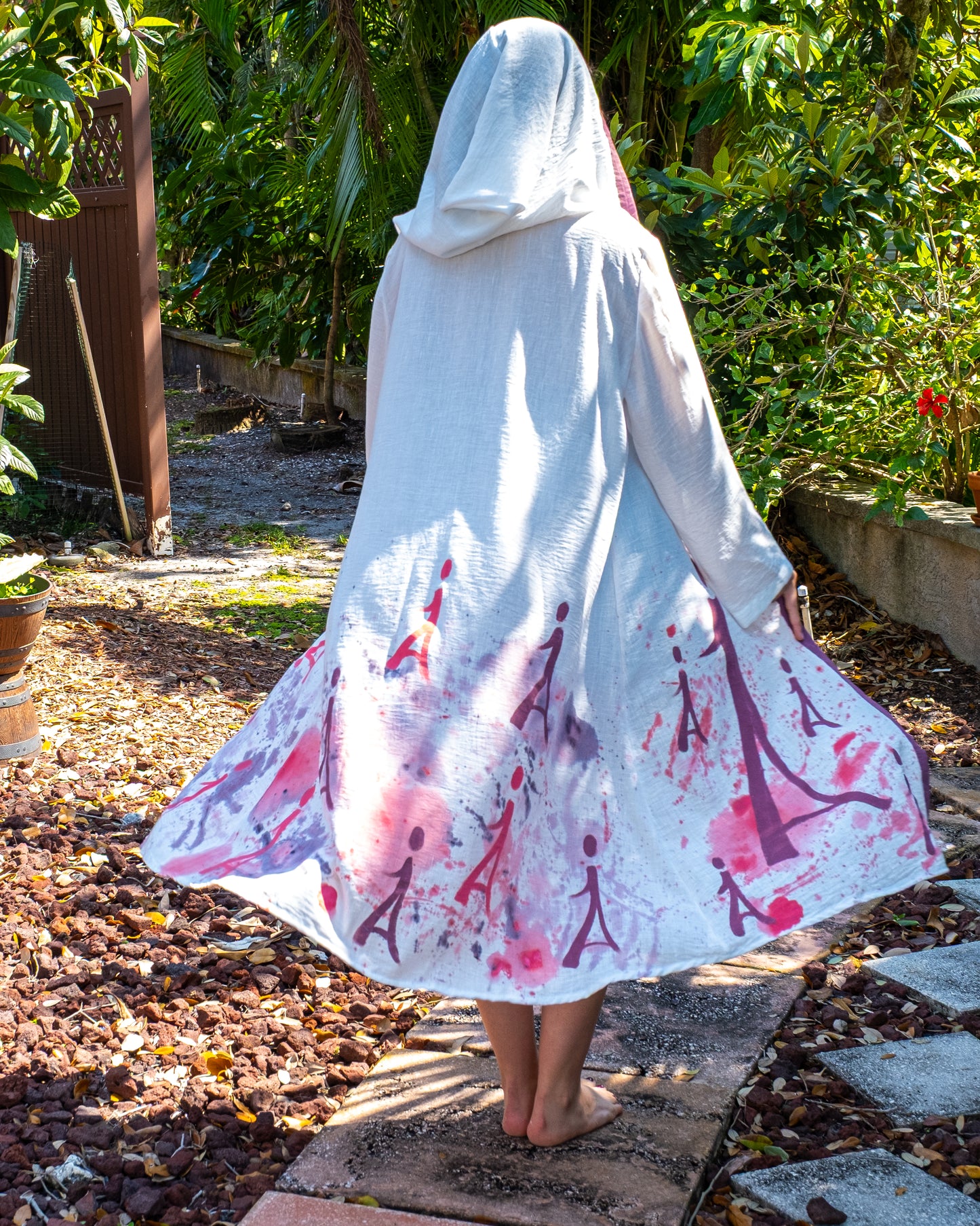 Abaya Signature Kimono - Cream & Pink