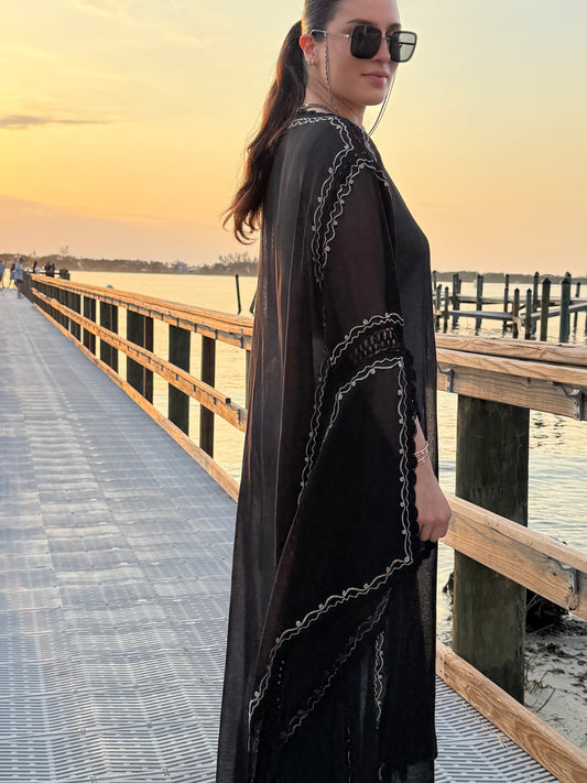 Jasmine Kimono - Black & Gold