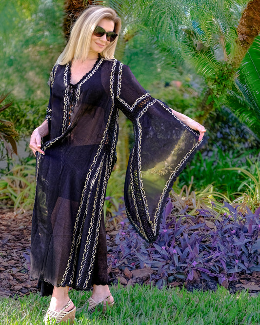 Jasmine Kimono - Black & Gold