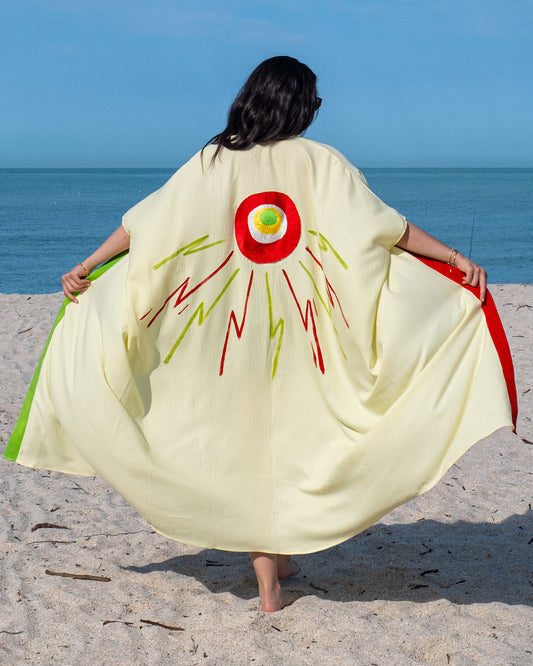 Hera Abaya - Yellow & Red