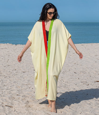 Hera Abaya - Yellow & Red