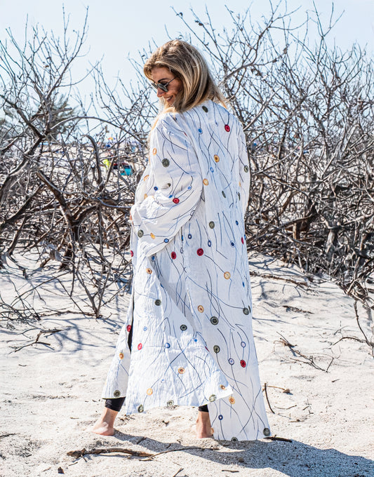 Dotty White Abaya