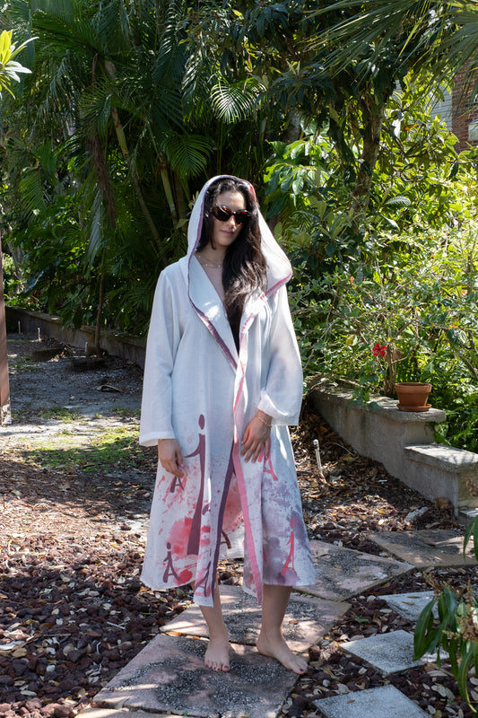 Abaya Signature Kimono - Cream & Pink