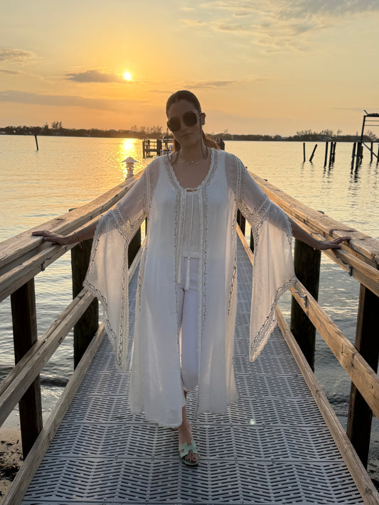 Jasmine Kimono - Ivory & Gold