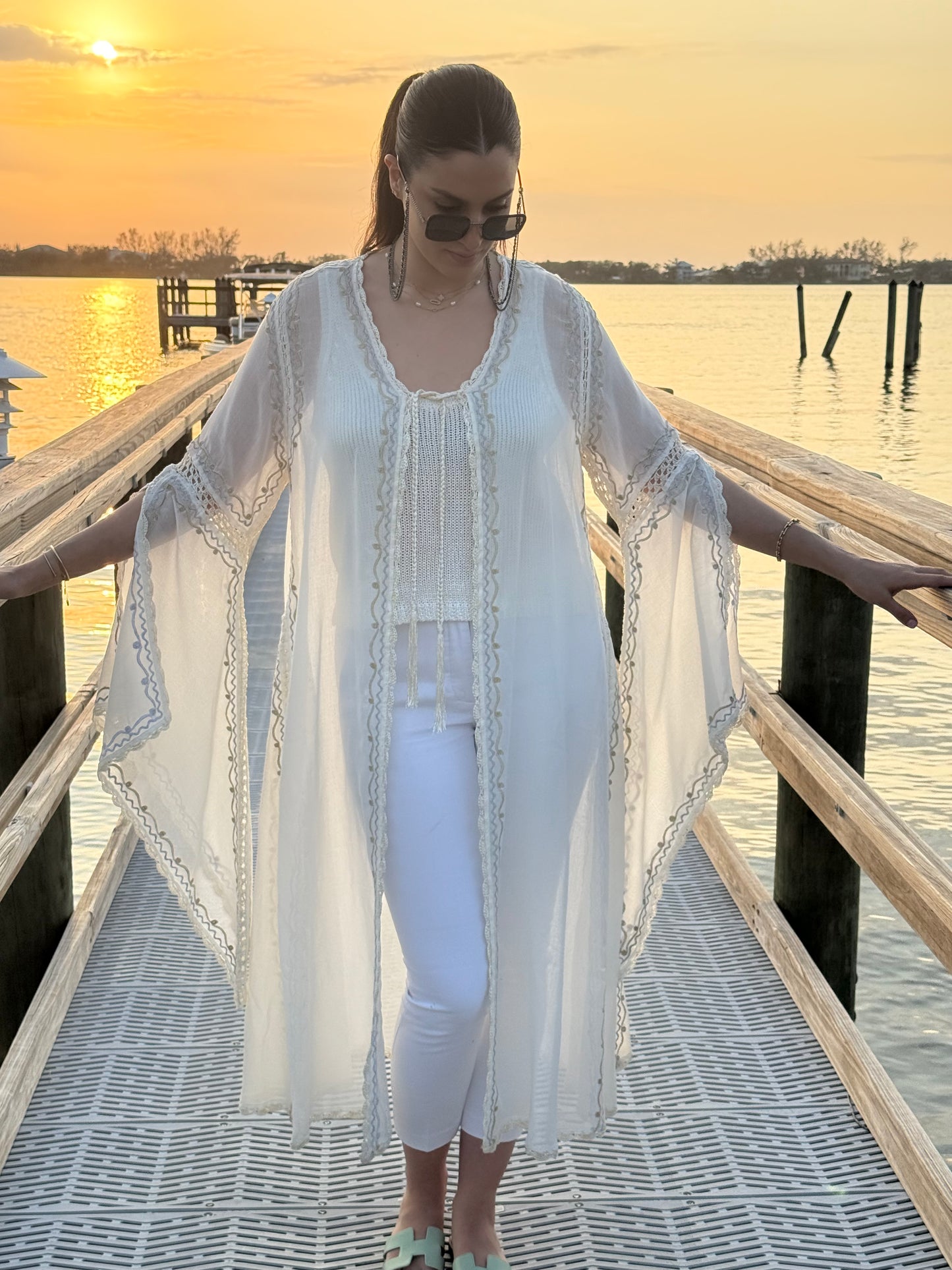 Jasmine Kimono - Ivory & Gold