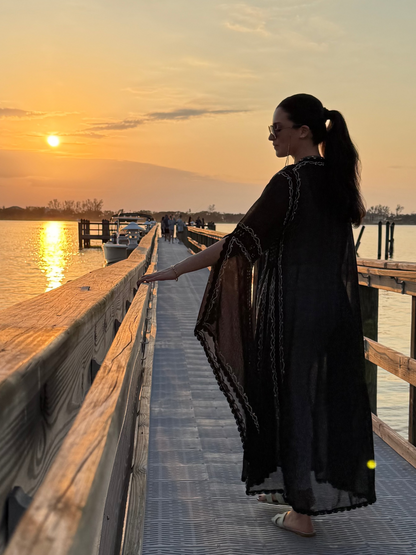Jasmine Kimono - Black & Gold